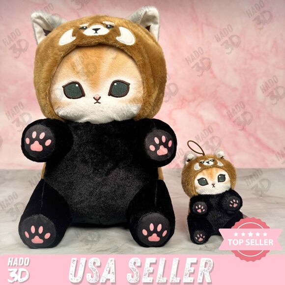 NEW Mofusand Cat in Red Panda Suit Plush + Min 11in Limited US Seller Meow 4.3in - Picture 1 of 7